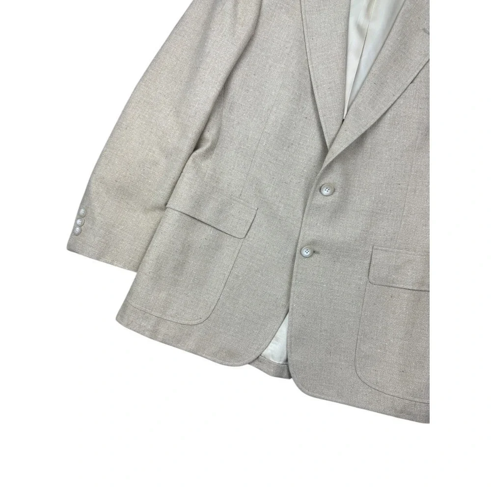 Vintage Cricketeer‎ Oatmeal Linen Silk Blend Blazer Men's 40R Union Made US
